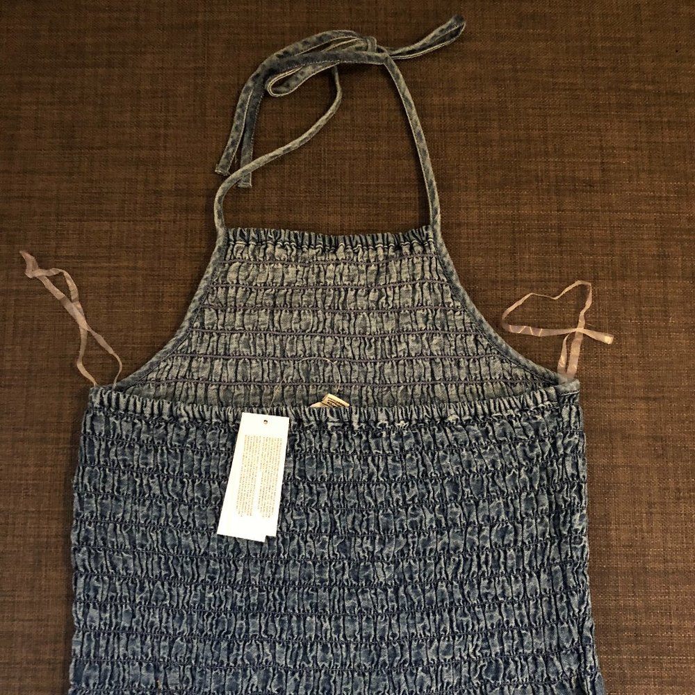 Denim Ruffle Halter Top NWT - Picture 2 of 3